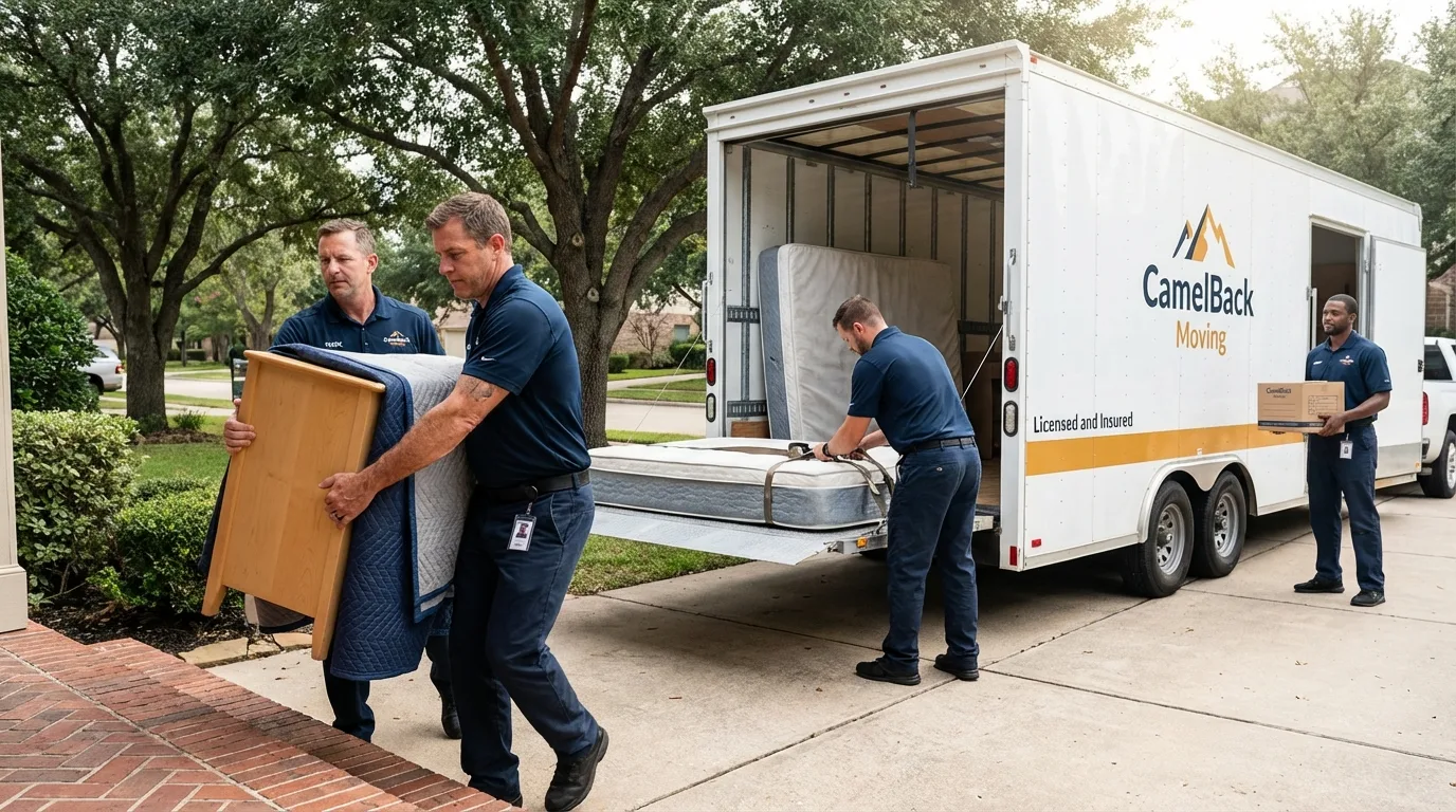 Crew loading residential truck for cross-state move from Chiefland, FL