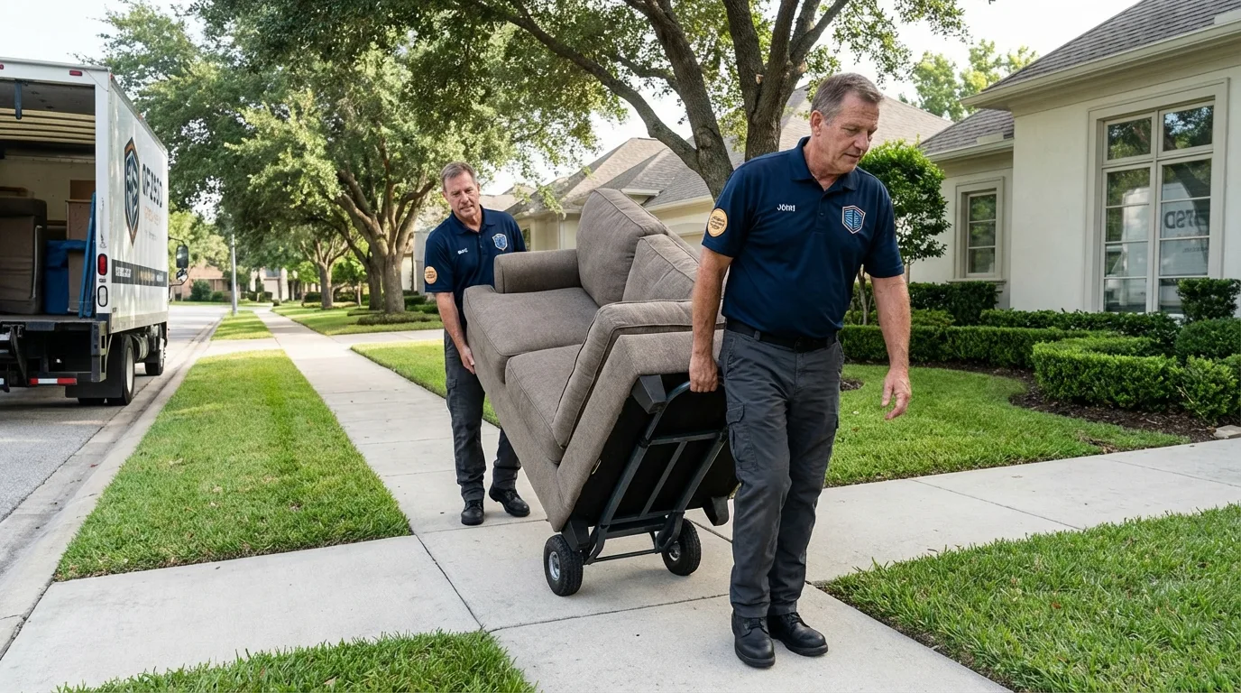 Local residential moving crew loading furniture in Chiefland, FL